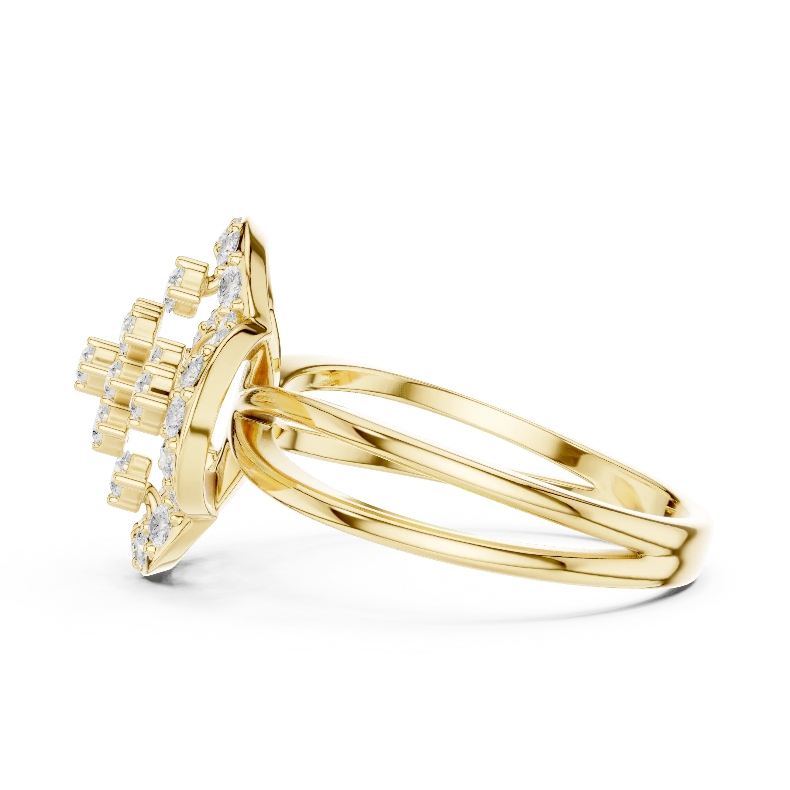 14K Rose Gold Crown Moissanite Diamond Cluster Halo Ring