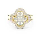 14K Rose Gold Crown Moissanite Diamond Cluster Halo Ring