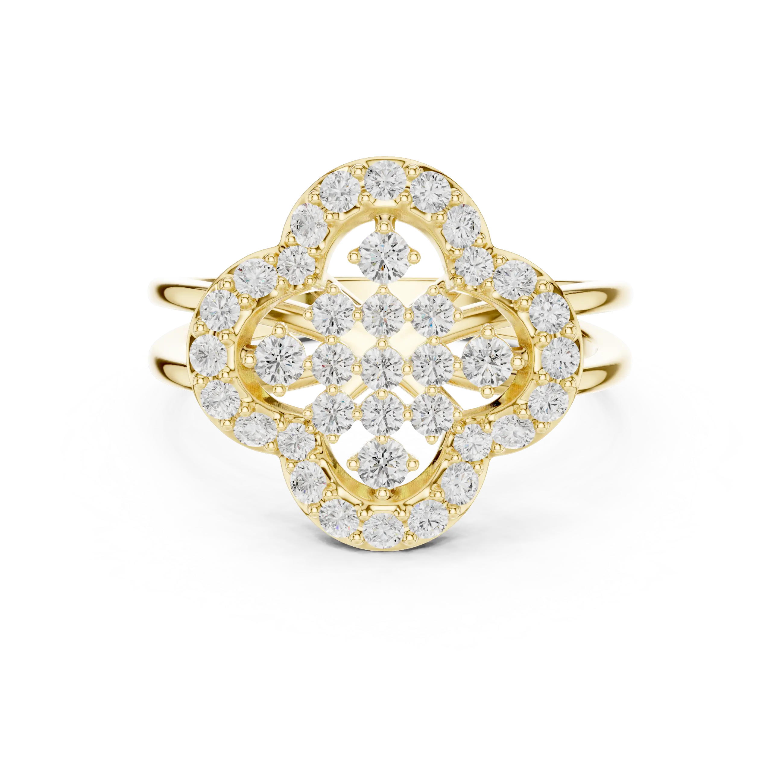 14K Rose Gold Crown Moissanite Diamond Cluster Halo Ring