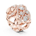 14K Yellow Gold Grand Lattice Lab Grown Diamond Statement Ring