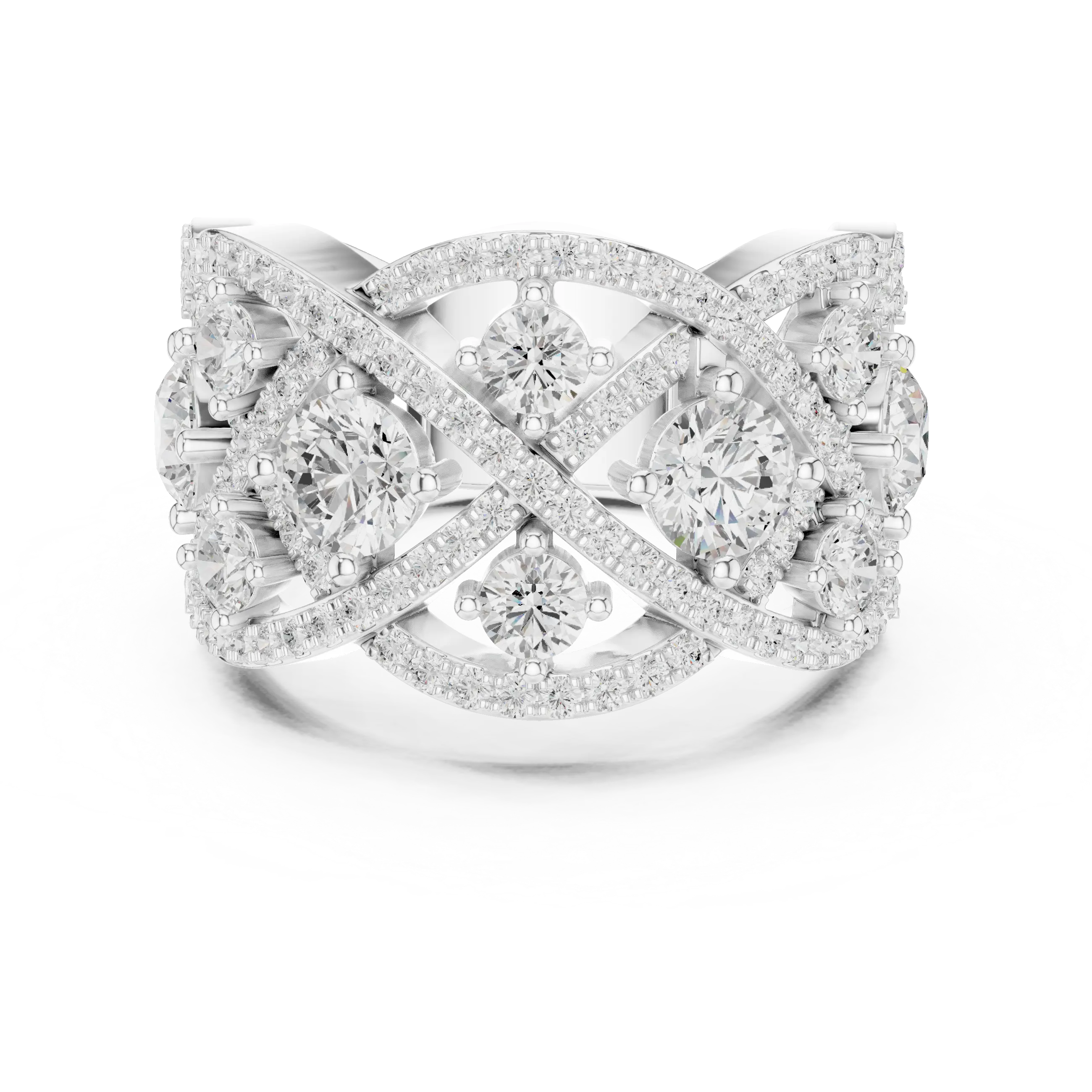14K Yellow Gold Grand Lattice Lab Grown Diamond Statement Ring