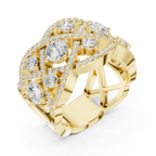 14K Yellow Gold Grand Lattice Lab Grown Diamond Statement Ring