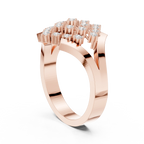 14K White Gold Geometric Lattice Diamond Cluster Ring
