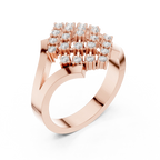 14K White Gold Geometric Lattice Diamond Cluster Ring