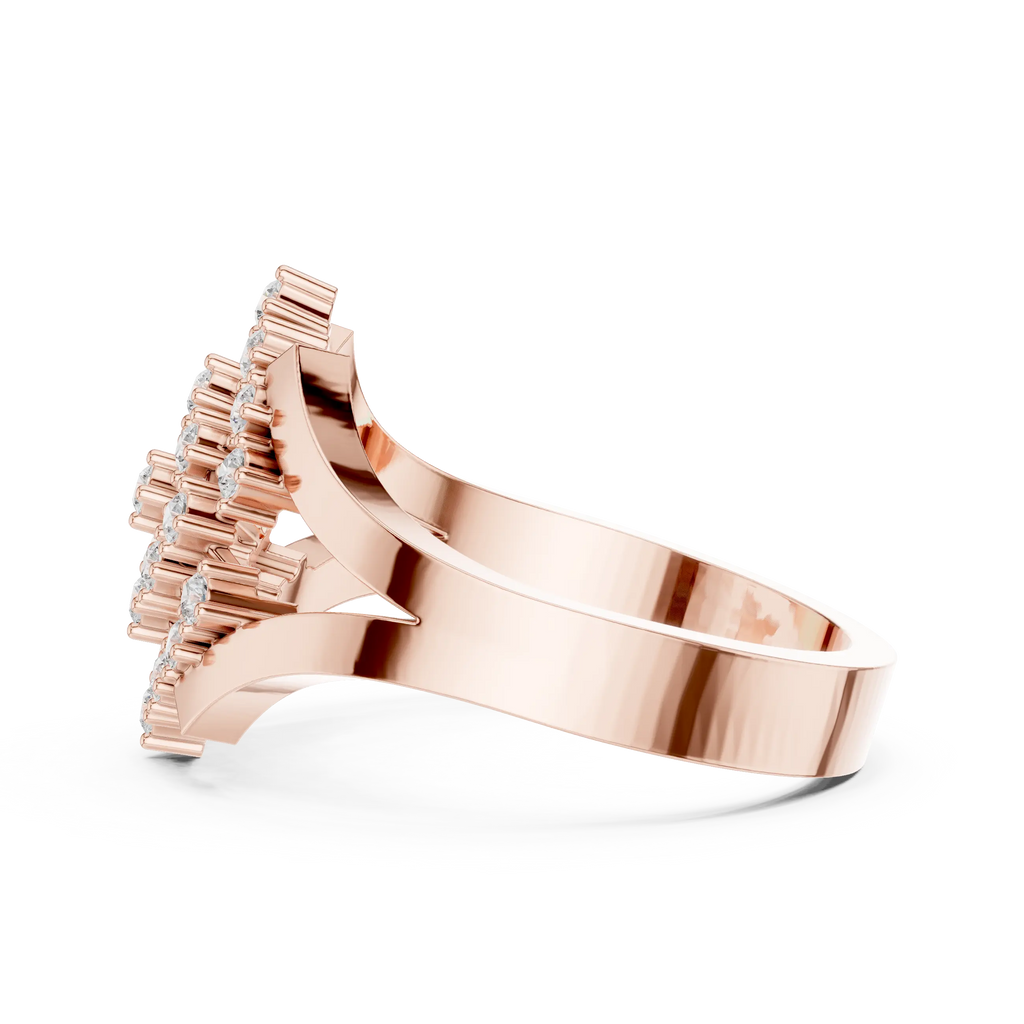 14K White Gold Geometric Lattice Diamond Cluster Ring