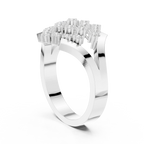 14K White Gold Geometric Lattice Diamond Cluster Ring