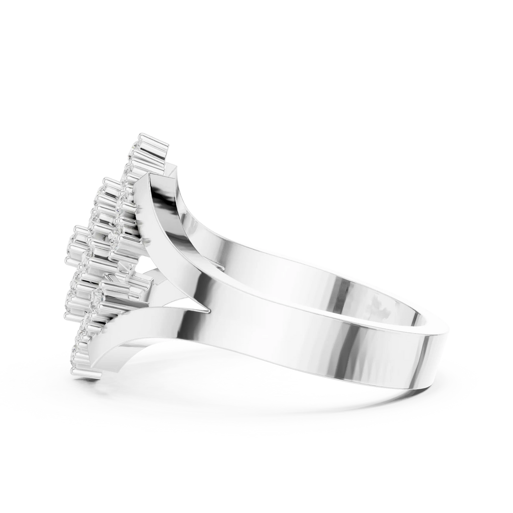14K White Gold Geometric Lattice Diamond Cluster Ring