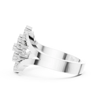 14K White Gold Geometric Lattice Diamond Cluster Ring