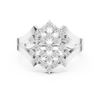 14K White Gold Geometric Lattice Diamond Cluster Ring