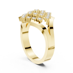 14K White Gold Geometric Lattice Diamond Cluster Ring