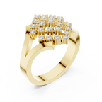 14K White Gold Geometric Lattice Diamond Cluster Ring