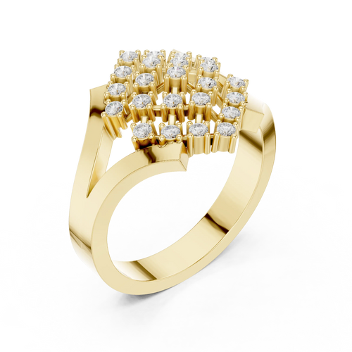 14K White Gold Geometric Lattice Diamond Cluster Ring