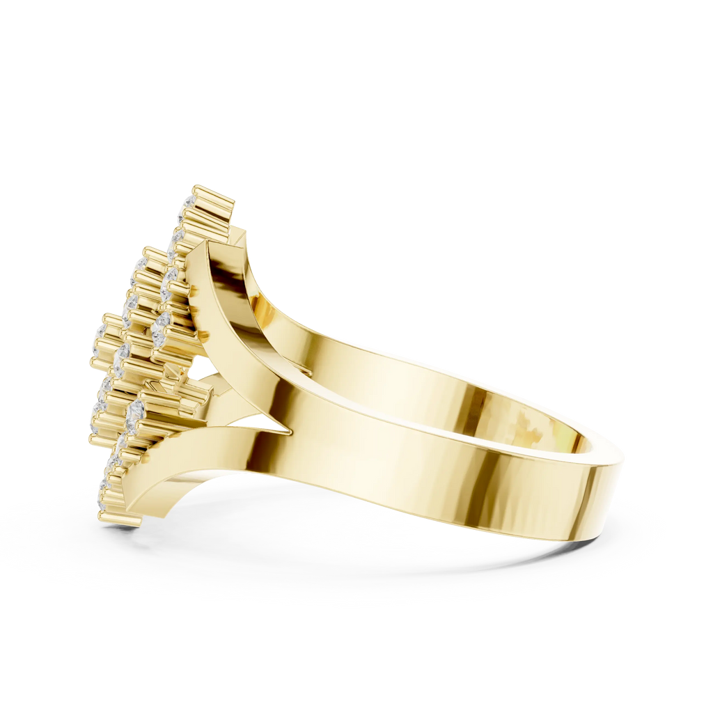 14K White Gold Geometric Lattice Diamond Cluster Ring