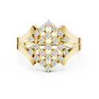 14K White Gold Geometric Lattice Diamond Cluster Ring