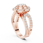 18K Rose Gold Oval Halo Diamond Engagement Ring