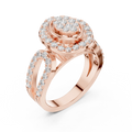 18K Rose Gold Oval Halo Diamond Engagement Ring
