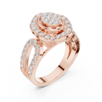 18K Rose Gold Oval Halo Diamond Engagement Ring