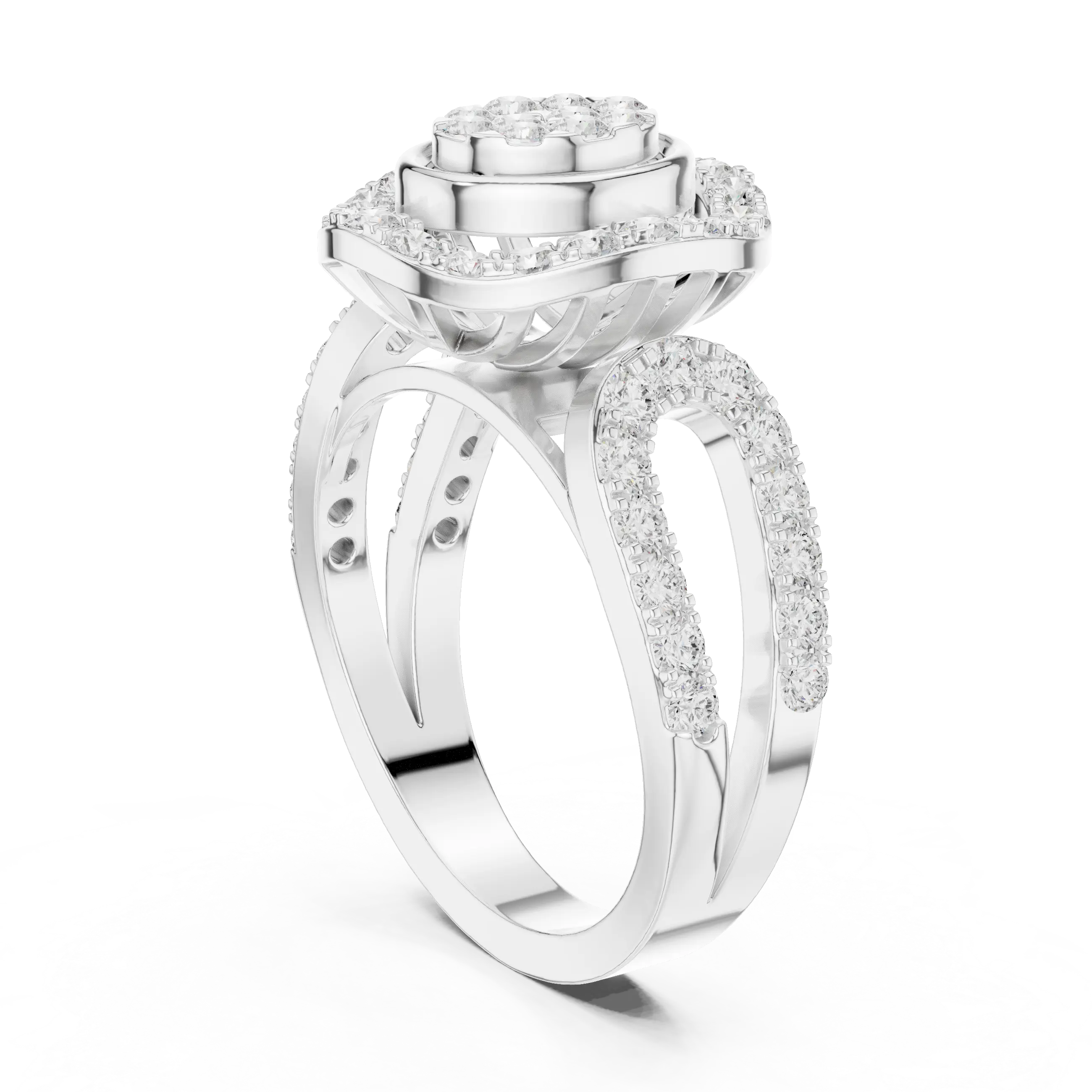 18K Rose Gold Oval Halo Diamond Engagement Ring