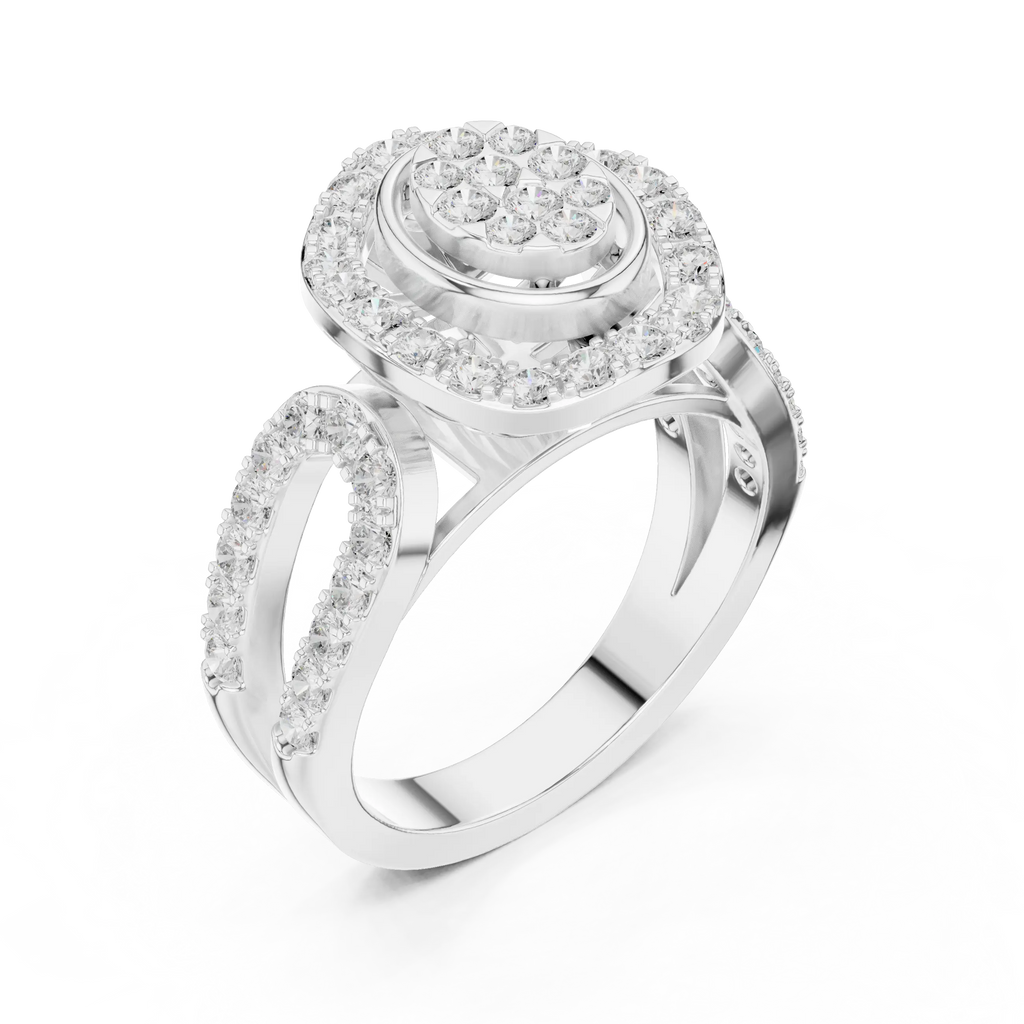 18K Rose Gold Oval Halo Diamond Engagement Ring