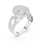 18K Rose Gold Oval Halo Diamond Engagement Ring