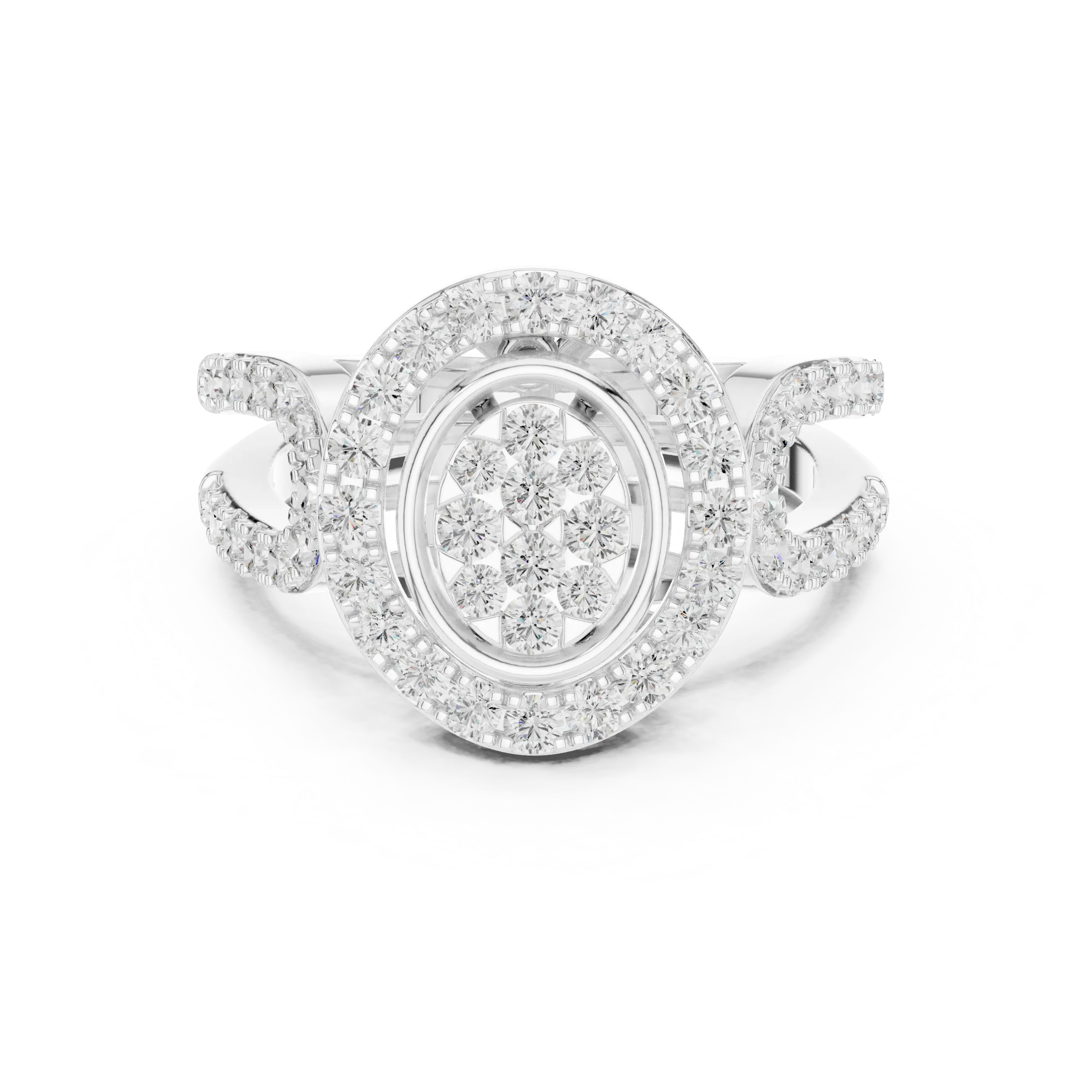 18K Rose Gold Oval Halo Diamond Engagement Ring