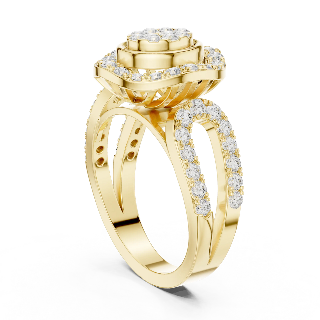 18K Rose Gold Oval Halo Diamond Engagement Ring