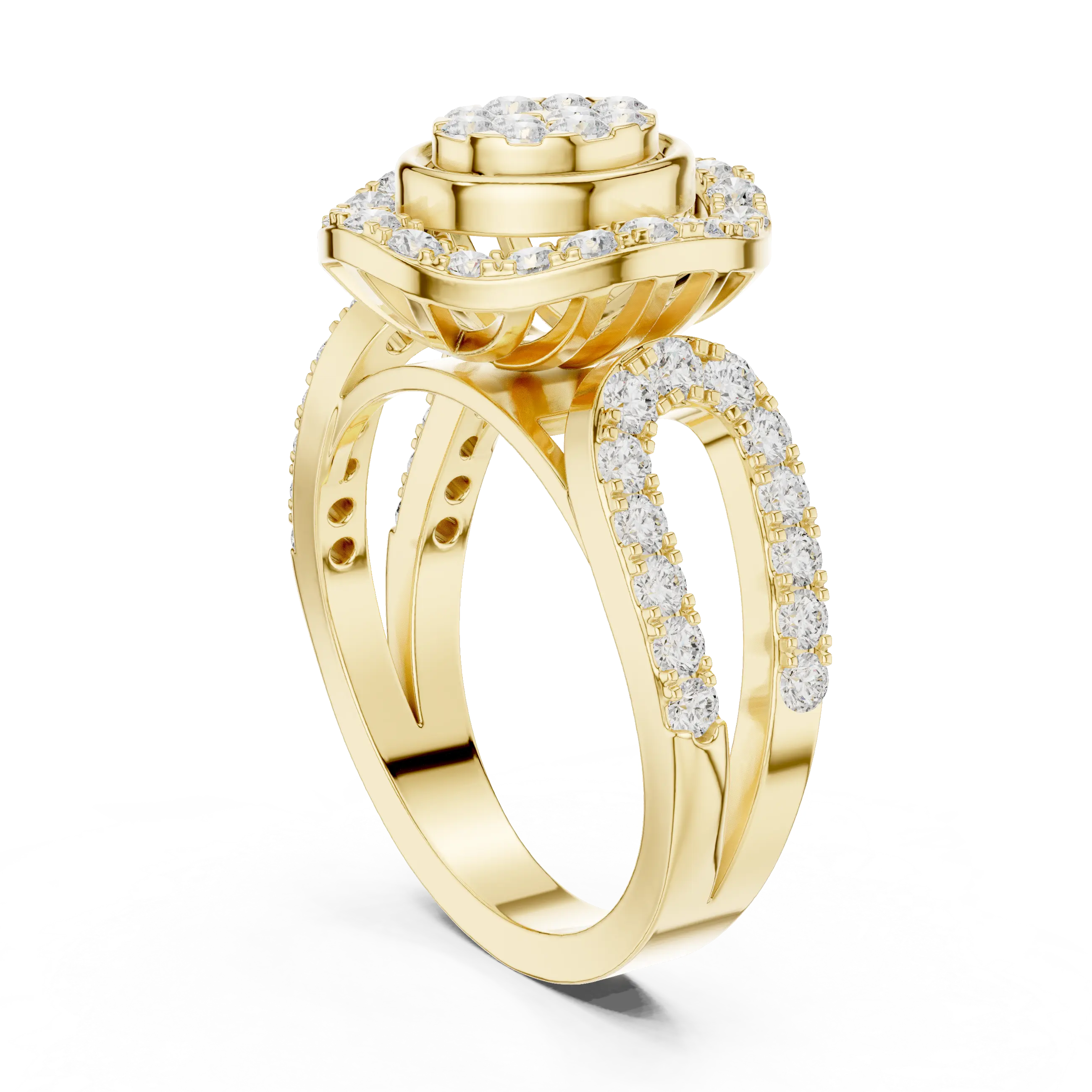 18K Rose Gold Oval Halo Diamond Engagement Ring