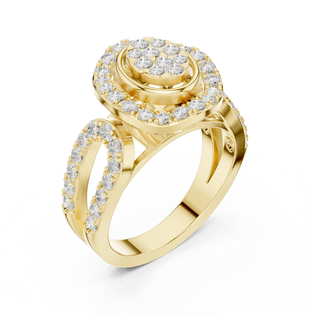 18K Rose Gold Oval Halo Diamond Engagement Ring