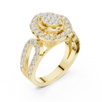 18K Rose Gold Oval Halo Diamond Engagement Ring