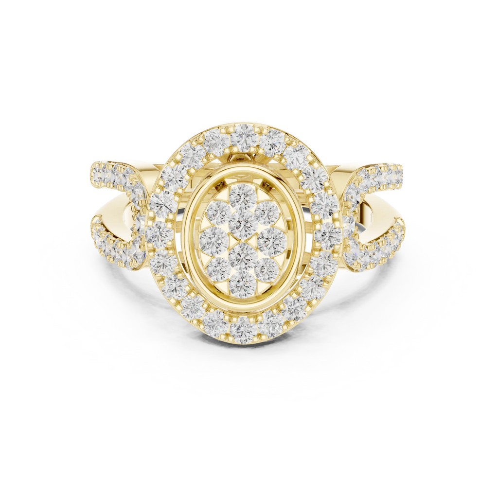 18K Rose Gold Oval Halo Diamond Engagement Ring