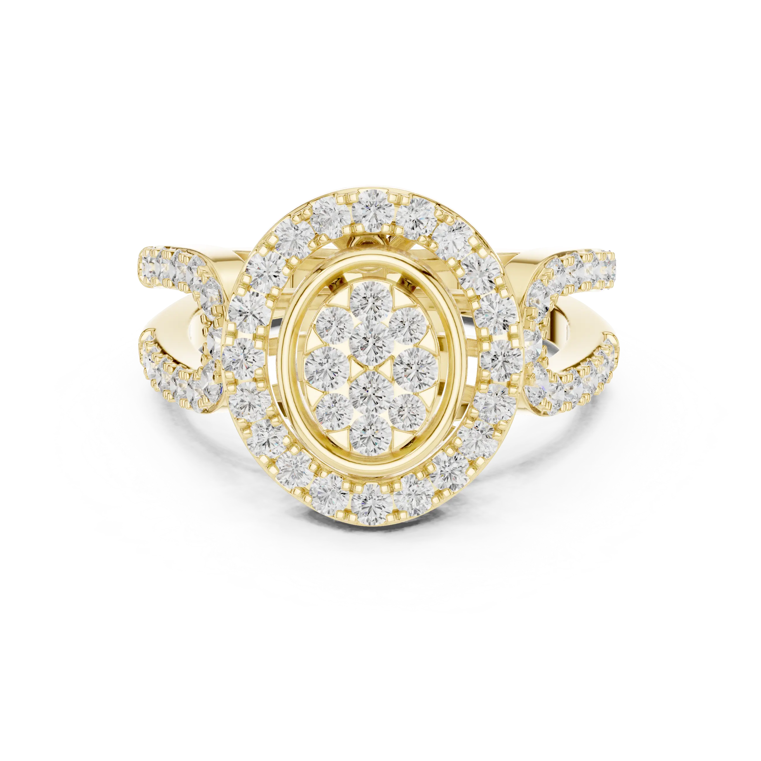 18K Rose Gold Oval Halo Diamond Engagement Ring