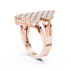 14K White Gold Geometric Shield Diamond Cluster Ring