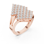 14K White Gold Geometric Shield Diamond Cluster Ring