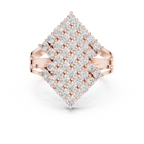 14K White Gold Geometric Shield Diamond Cluster Ring