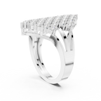 14K White Gold Geometric Shield Diamond Cluster Ring