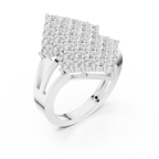 14K White Gold Geometric Shield Diamond Cluster Ring