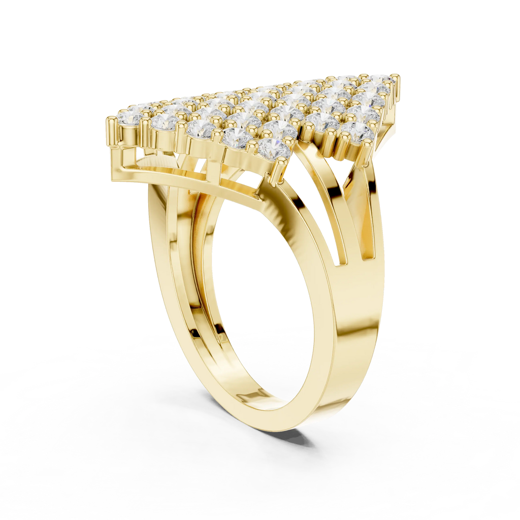 14K White Gold Geometric Shield Diamond Cluster Ring