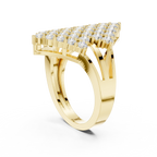 14K White Gold Geometric Shield Diamond Cluster Ring