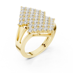 14K White Gold Geometric Shield Diamond Cluster Ring