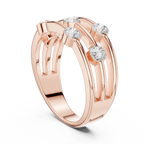 10K White Gold Multi-Row Bezel Diamond Statement Ring