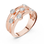 10K White Gold Multi-Row Bezel Diamond Statement Ring