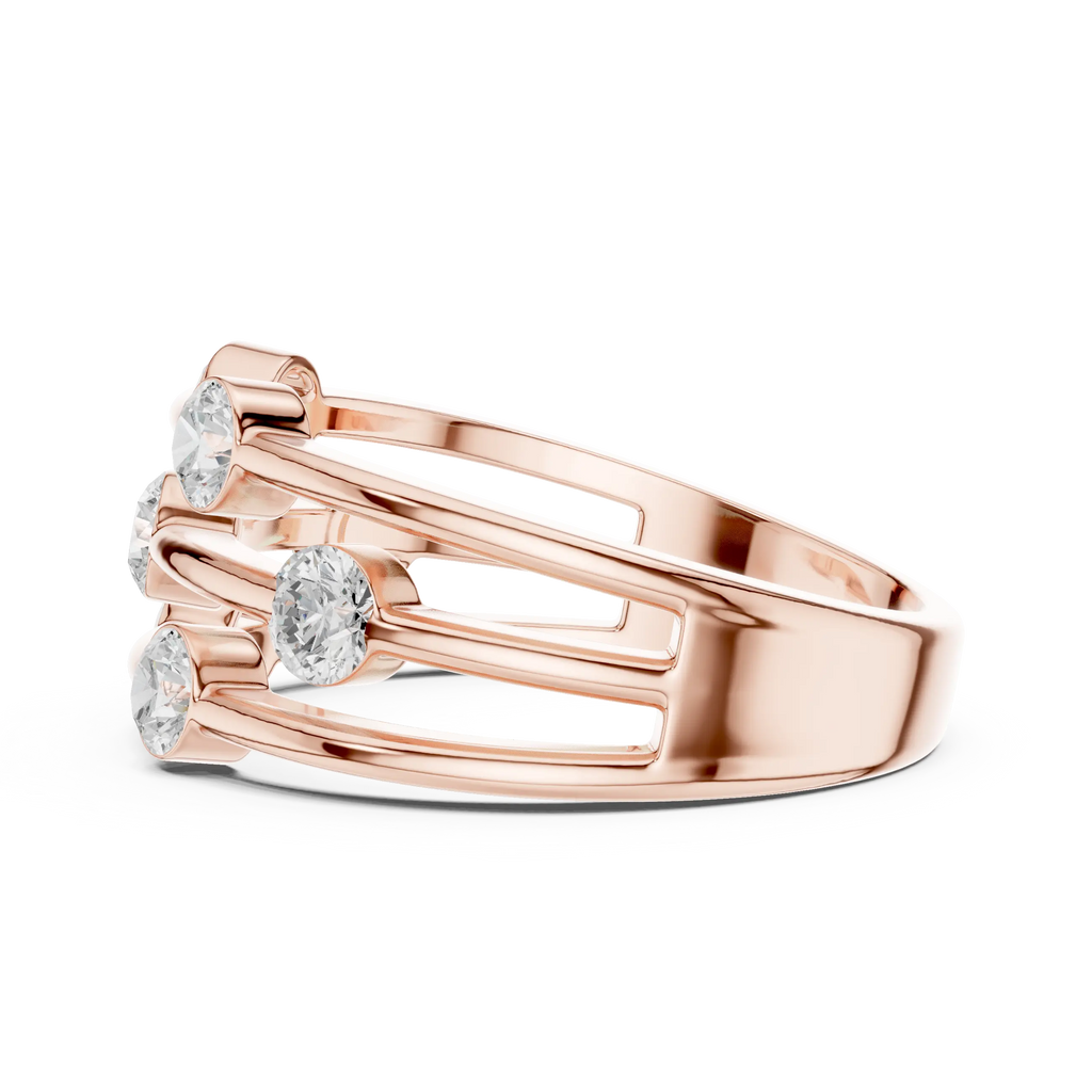 10K White Gold Multi-Row Bezel Diamond Statement Ring