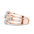 10K White Gold Multi-Row Bezel Diamond Statement Ring