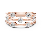 10K White Gold Multi-Row Bezel Diamond Statement Ring