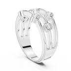 10K White Gold Multi-Row Bezel Diamond Statement Ring