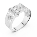 10K White Gold Multi-Row Bezel Diamond Statement Ring