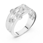 10K White Gold Multi-Row Bezel Diamond Statement Ring