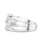 10K White Gold Multi-Row Bezel Diamond Statement Ring