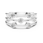 10K White Gold Multi-Row Bezel Diamond Statement Ring