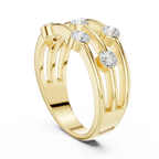 10K White Gold Multi-Row Bezel Diamond Statement Ring